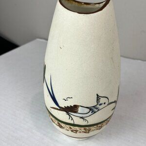 Tonala Mexican Art Pottery Vase w/bird, 8" x 4"